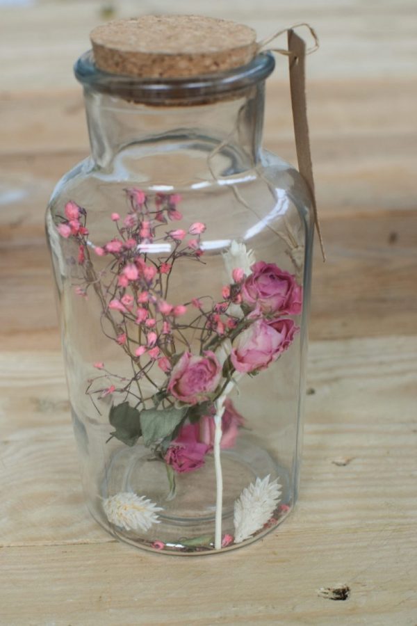 Naturdeko Glas Romantik mit Trockenblumen: getrockneten rosen deko dekoidee-geschenk vom Mrs Greenery Shop