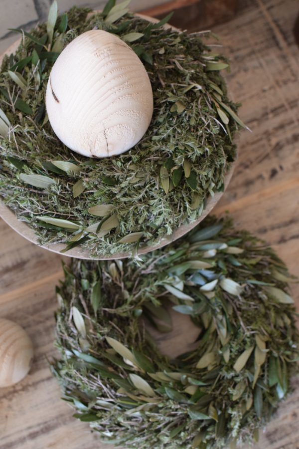 Oliven-Thymian Kranz fertig gebunden Kränze frisch im Mrs Greenery Shop bestellen Olivenkranz