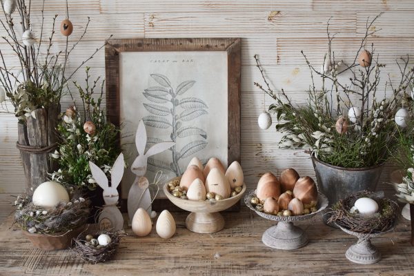 Osterhase Osterdeko mit LED Hase zum Aufstellen Ostern Ostereier aus Holz Holzeier Deko im Mrs Greenery Shop bestellen