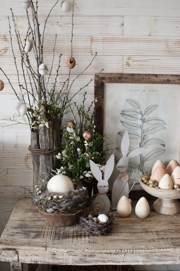 Osterhase Osterdeko mit LED Hase zum Aufstellen Ostern Ostereier aus Holz Holzeier Deko im Mrs Greenery Shop bestellen