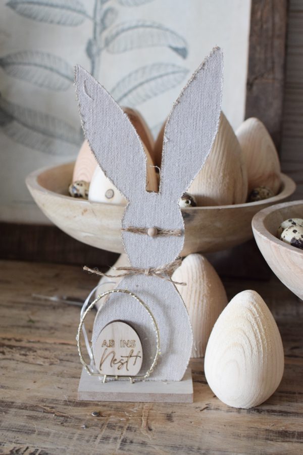 Osterhase Osterdeko mit LED Hase zum Aufstellen Ostern Holz Deko im Mrs Greenery Shop bestellen