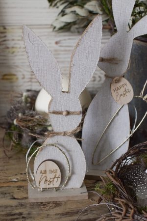 Osterhase Osterdeko mit LED Hase zum Aufstellen Ostern Holz Deko im Mrs Greenery Shop bestellen