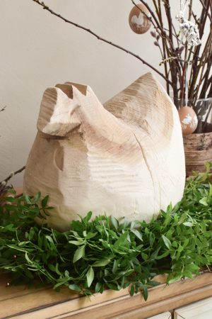 Henne Holzhenne pappelholz osternest handarbeit osterhenne osterdeko deko dekoidee holzdeko naturdeko im Mrs Greenery Shop bestellen kaufen
