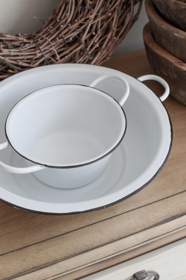 Pflanzschale Dekoschale Schale mit Henkel Griff weiss im Mrs Greenery Shop bestellen kaufen