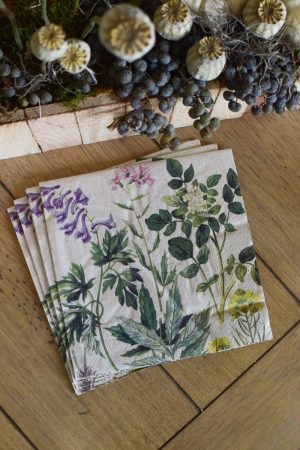 Florale Serviette. Die wunderschöne Serviette mit tollem Blumenmotiv sind perfekt für alle Pflanzenliebhaber