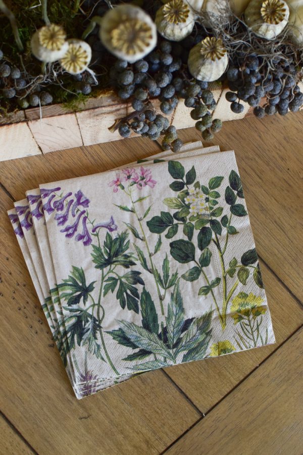 Florale Serviette. Die wunderschöne Serviette mit tollem Blumenmotiv sind perfekt für alle Pflanzenliebhaber