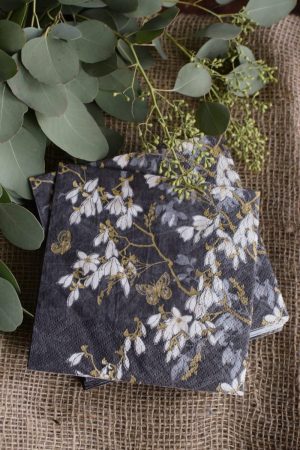 Florale Serviette. Die wunderschöne Serviette mit tollem Blumenmotiv sind perfekt für alle Pflanzenliebhaber