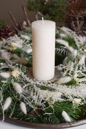 Stumpenkerze Kerze Advent Adventskranz grün grau creme weiss taupe mrs greenery shop bestellen kaufen Kerze Kerzen