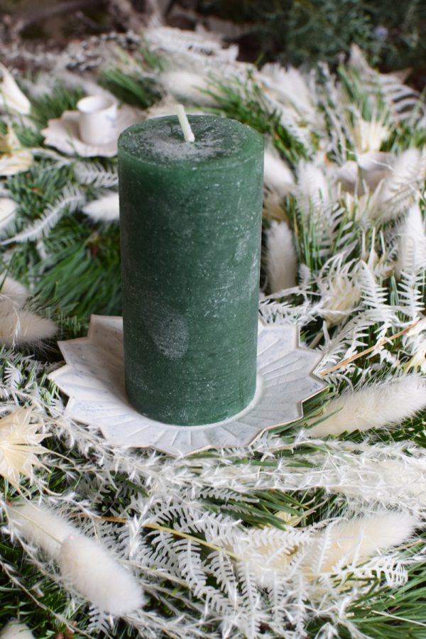 Stumpenkerze Kerze Advent Adventskranz grün grau creme weiss taupe mrs greenery shop bestellen kaufen Kerze Kerzen