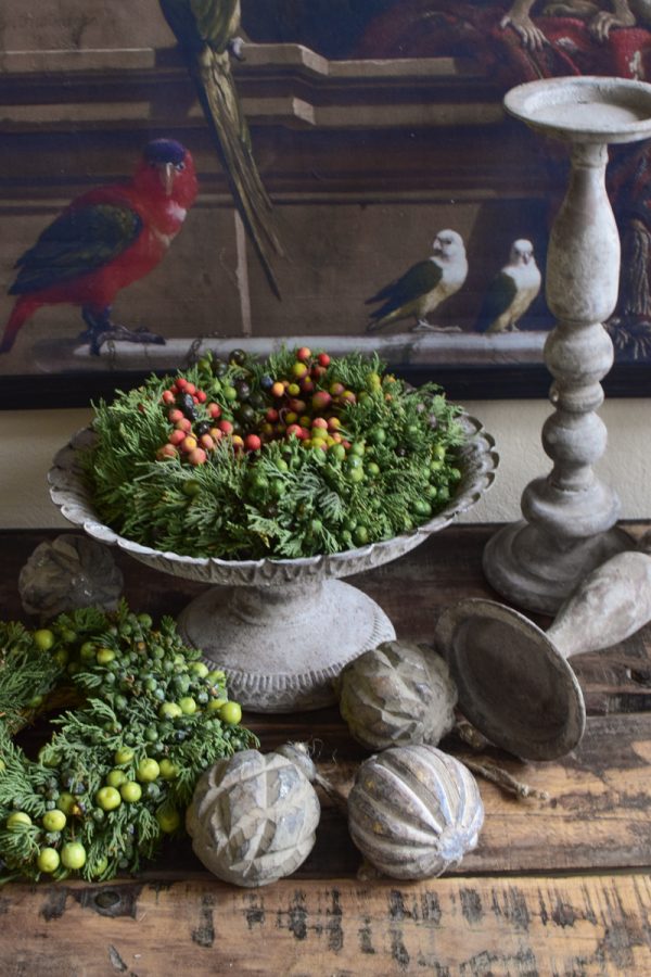 Tablett mit Fuss Antik-Optik. Metalldeko Dekoidee Metalltablett im Mrs Greenery Shop bestellen