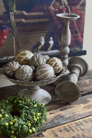 Tablett mit Fuss Antik-Optik. Metalldeko Dekoidee Metalltablett im Mrs Greenery Shop bestellen