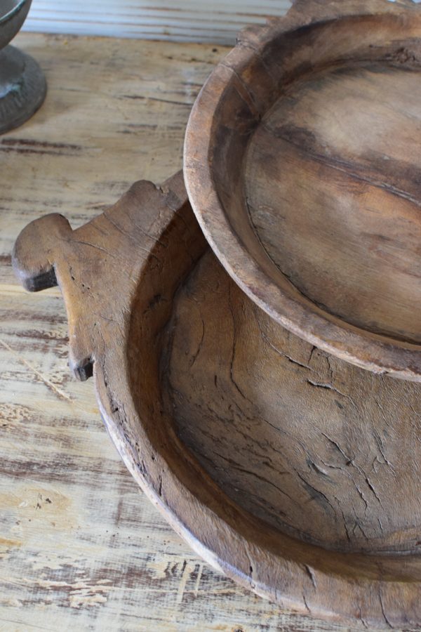 Antikes Holzstablett mit Griffen antikes Einzelstück handgefertigt. Schale aus Holz Tischdeko Dekoidee Mrs Greenery Shop