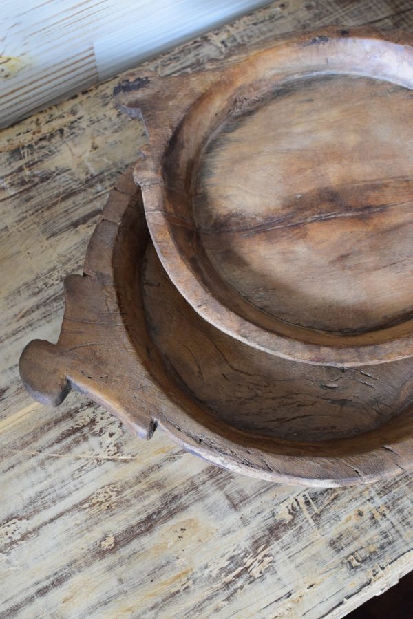 Antikes Holzstablett mit Griffen antikes Einzelstück handgefertigt. Schale aus Holz Tischdeko Dekoidee Mrs Greenery Shop