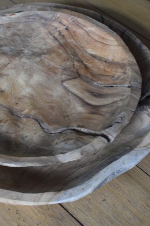 teakholz teak schale teakholzschale holzschale tischdeko mit federkranz mini frühlingsdeko osterdeko dekoidee im Mrs Greenery Shop bestellen kaufen