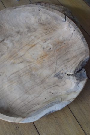 teakholz teak schale teakholzschale holzschale tischdeko mit federkranz mini frühlingsdeko osterdeko dekoidee im Mrs Greenery Shop bestellen kaufen