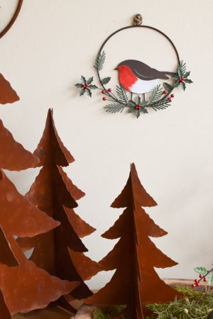 Deko Vogel Metalldeko Ilex Winterdeko Weihnachtsdeko zum Hängen Metallkranz Kranz Kränze im Mrs Greenery Shop bestellen kaufen