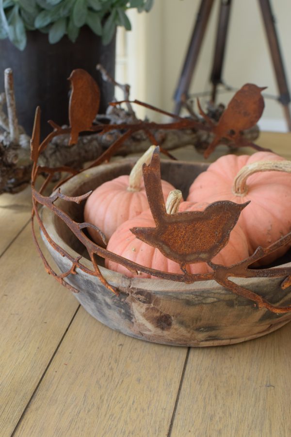Rostvögel Vogel Reigen Metalldeko in Rost Vögel auf Äste im Kranz Vogelkranz Deko im Mrs Greenery Shop bestellen kaufen