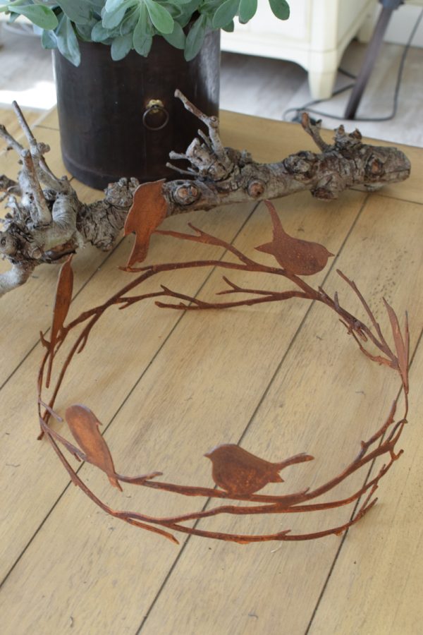 Rostvögel Vogel Reigen Metalldeko in Rost Vögel auf Äste im Kranz Vogelkranz Deko im Mrs Greenery Shop bestellen kaufen