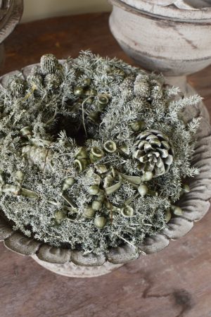 Zapfenkranz gewachst grau grün Wachskranz fertigkranz Kranz Kränze Herbstkranz Winterkranz vom Mrs Greenery Shop