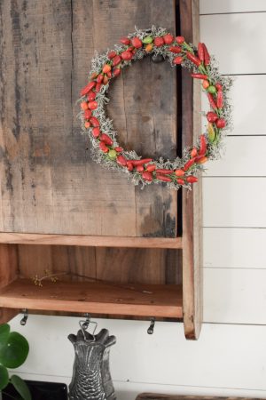 Zierpfeffer Pfeffer im Bund Dekopfeffer rot orange. Pfefferkranz Gewürzekranz Kranzbinden Kreativsein im Mrs Greenery Shop bestellen kaufen