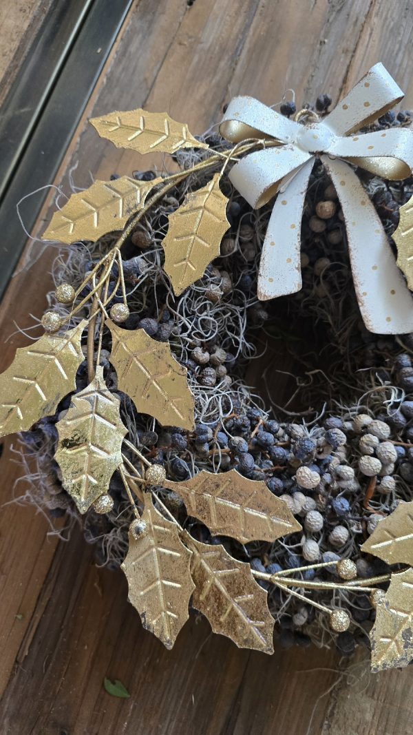 kranzanhänger metallkranz schleife blätter weihnachten advent im mrs greenery shop kaufen bestellen