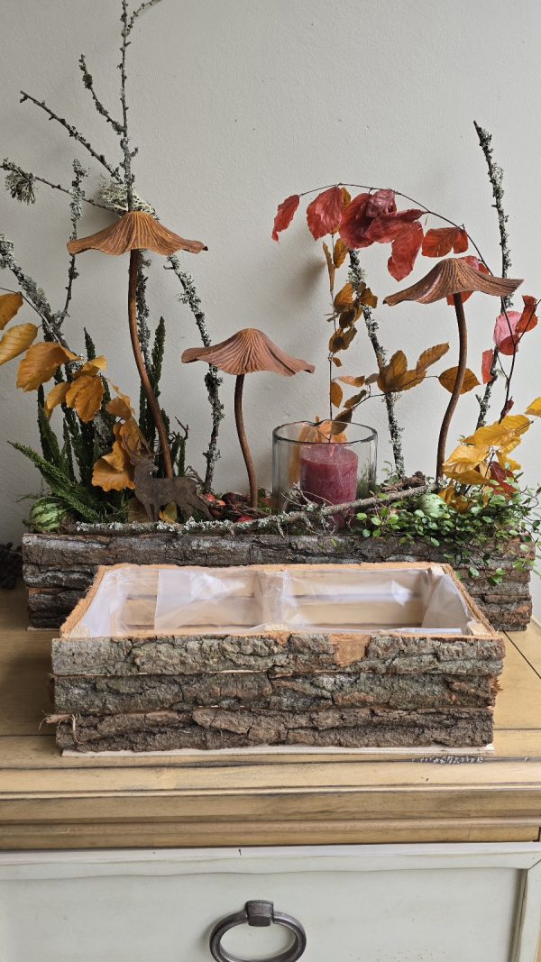 rindenholzkiste rindendeko holzkiste balkonkasten balkonkiste im Mrs greenery shop bestellen kaufen
