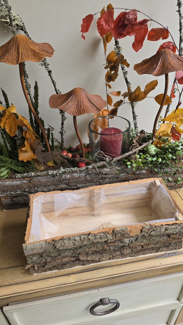 rindenholzkiste rindendeko holzkiste balkonkasten balkonkiste im Mrs greenery shop bestellen kaufen