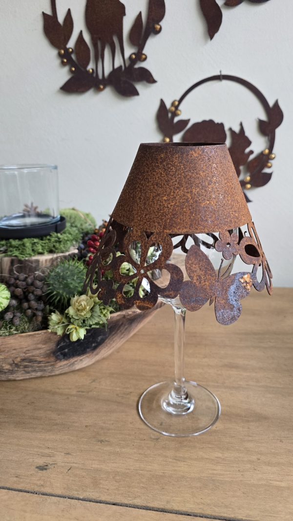 Rostschirm Schirm Weinglas Rostdeko Deko Metalldeko im Mrs Greenery Shop bestellen kaufen
