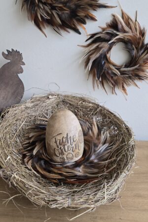 Nest natur Osternest Holzei Osterei Federkranz Kranz Dekonest Osterdeko Dekoidee Ostern im Mrs Greenery Shop bestellen