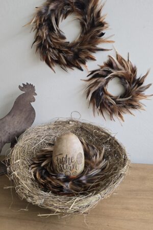 Nest natur Osternest Holzei Osterei Federkranz Kranz Dekonest Osterdeko Dekoidee Ostern im Mrs Greenery Shop bestellen