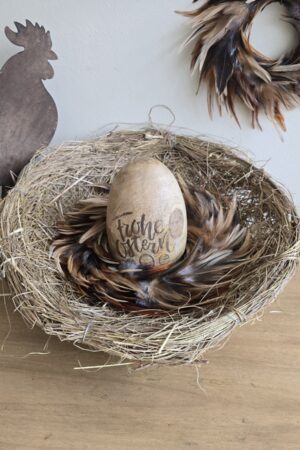 Nest natur Osternest Holzei Osterei Federkranz Kranz Dekonest Osterdeko Dekoidee Ostern im Mrs Greenery Shop bestellen