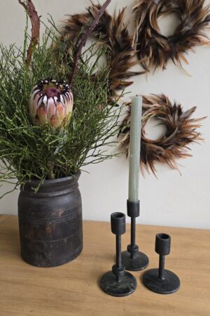 Vase Holzvase Holzdeko antik Kerzenständer Kerzenhalter Gusseisen im Mrs Greenery Shop bestellen kaufen