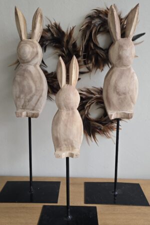 Hasen Holzhasen Ostern Osterdeko Hase auf Standfuß Metall im Mrs Greenery Shop bestellen kaufen