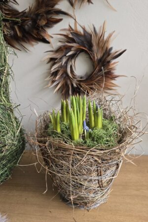 Topf Naturtopf Heutopf Pflanztopf gras heu osterdeko deko natur dekoidee holzdeko naturdeko im Mrs Greenery Shop bestellen kaufen
