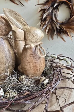 Hase holzhase gras heu Osterhase naturhase dekohase osterdeko deko natur dekoidee holzdeko naturdeko im Mrs Greenery Shop bestellen kaufen