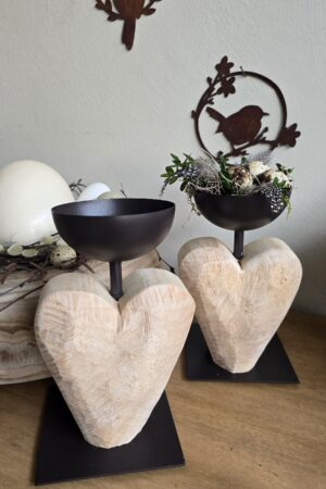 Metallständer Halter Holzherz Schale im Mrs Greenery Shop bestellen kaufen