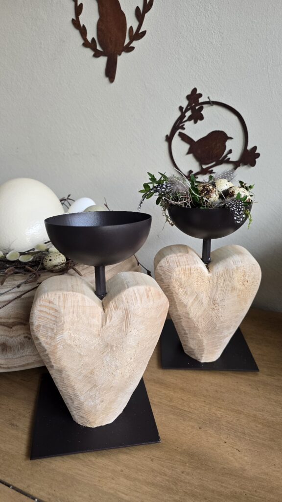 Metallständer Halter Holzherz Schale im Mrs Greenery Shop bestellen kaufen